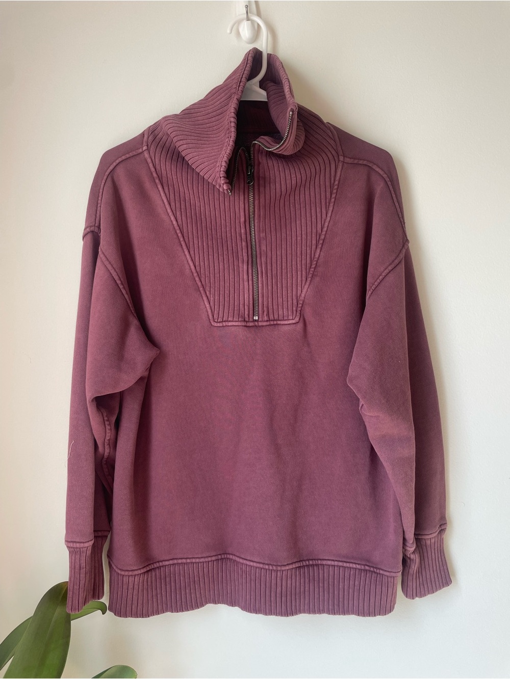 Aerie Maroon Half-Zip Pullover Sweater